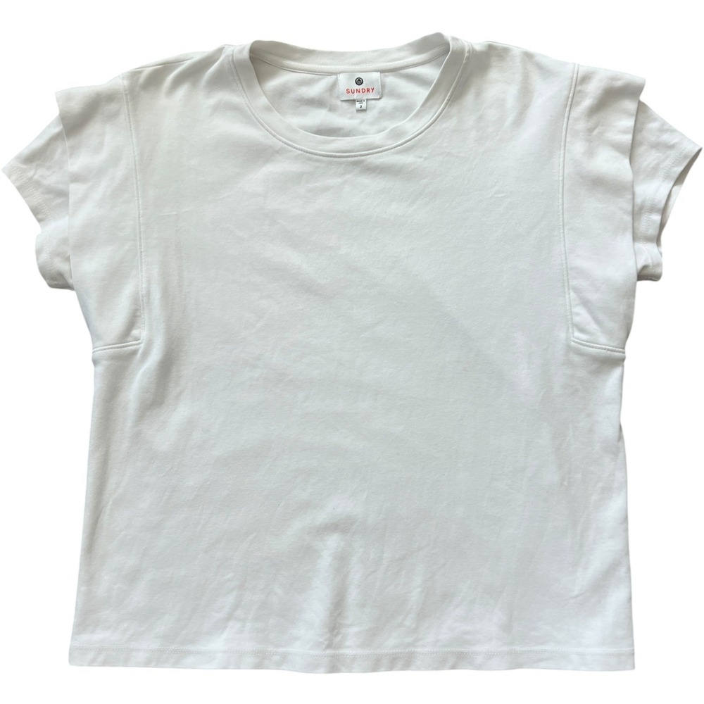 Sundry White Boxy Tee – Women's Size 2 (M) – Made in USA – Modal/Cotton/Spandex